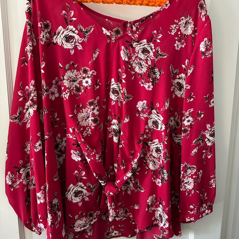 Torrid Red Floral Blouse